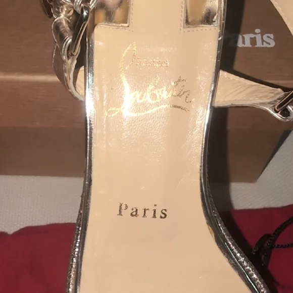 Christian Louboutin Madmonica Spiked Metallic Leather Sandals - Size 37 - Picture 6 of 15